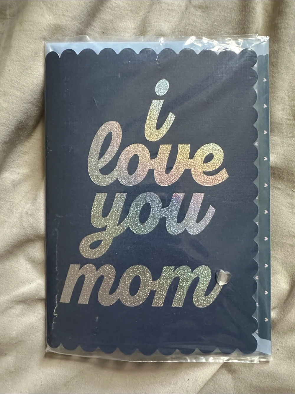 Glitter 'I Love You Mom' Navy Greeting Card - Penbrook